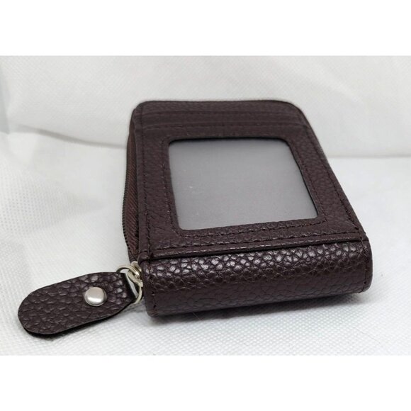 Mini Credit Card Case - Multi Card Slot Card Holder Wallet with ID Window Brown - Picture 6 of 13
